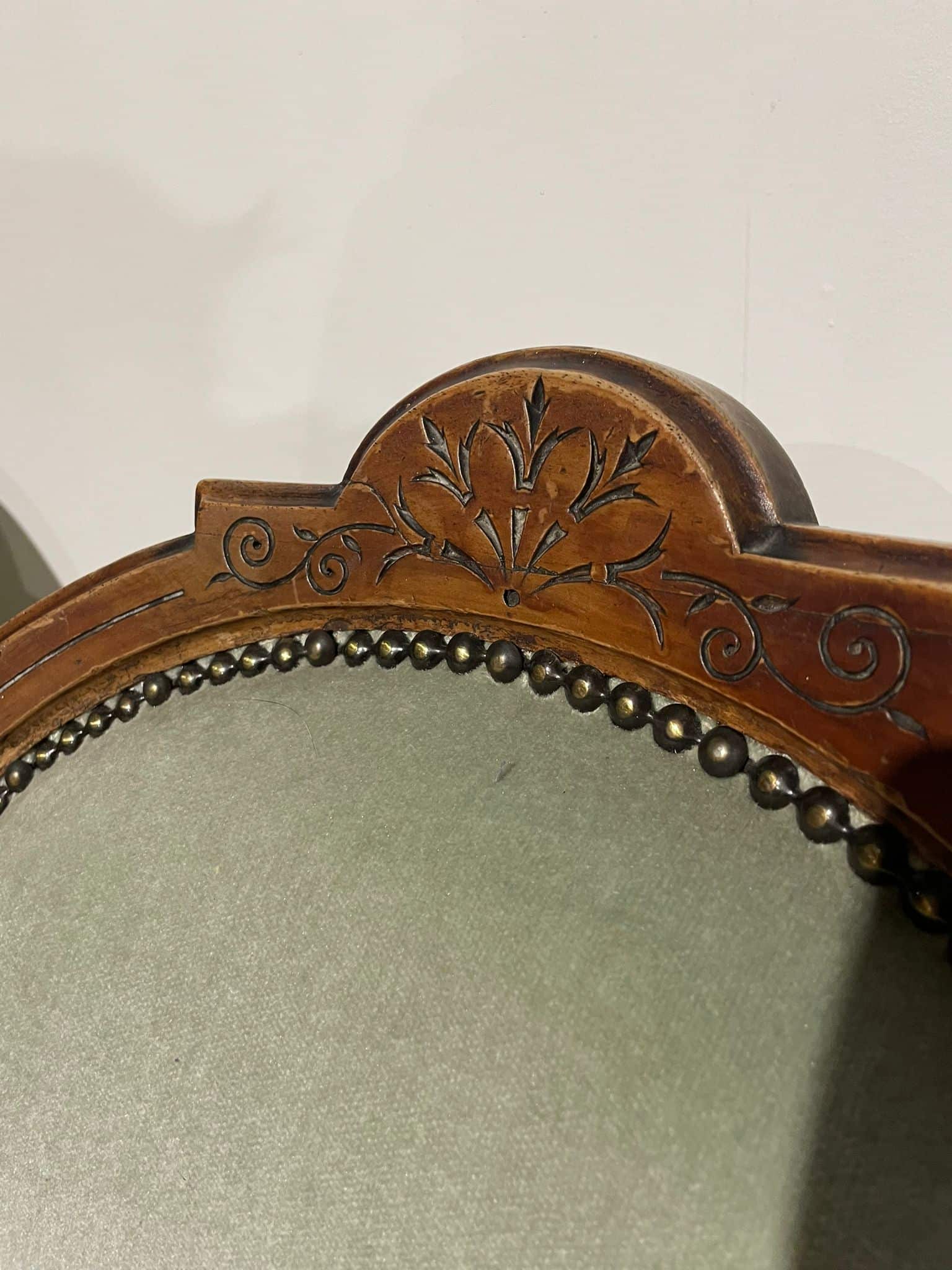Pair Of Antique Beech Framed Drawing Room Chairs