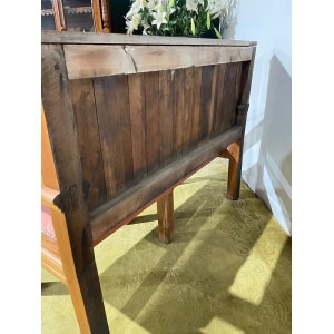Large Wooden Pitch Pine Upholstered Bench