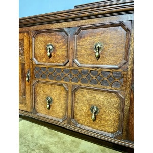 Vintage Oak Sideboard with Gallery Back