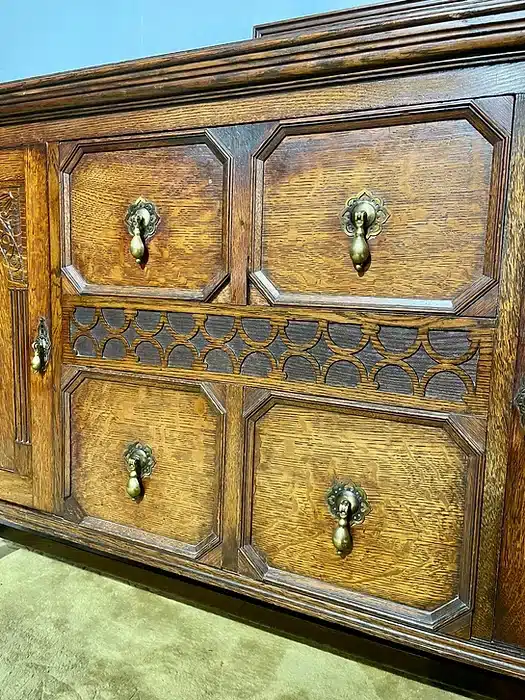Vintage Oak Sideboard with Gallery Back