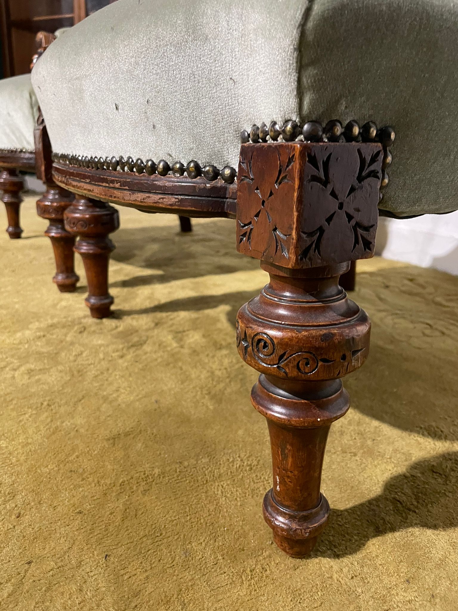 Pair Of Antique Beech Framed Drawing Room Chairs