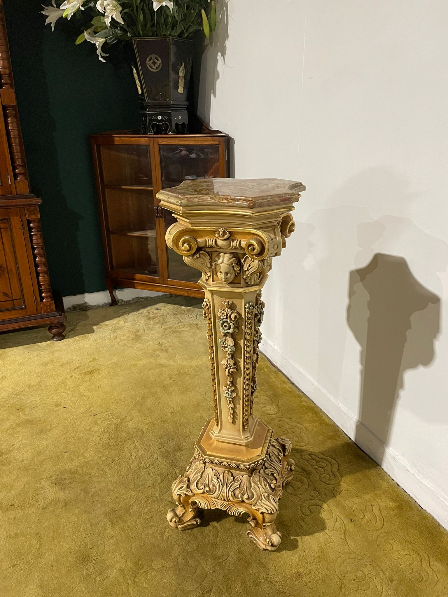 Ornate Reproduction Marble Topped Jardiniere