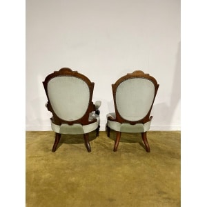 Pair Of Antique Beech Framed Drawing Room Chairs