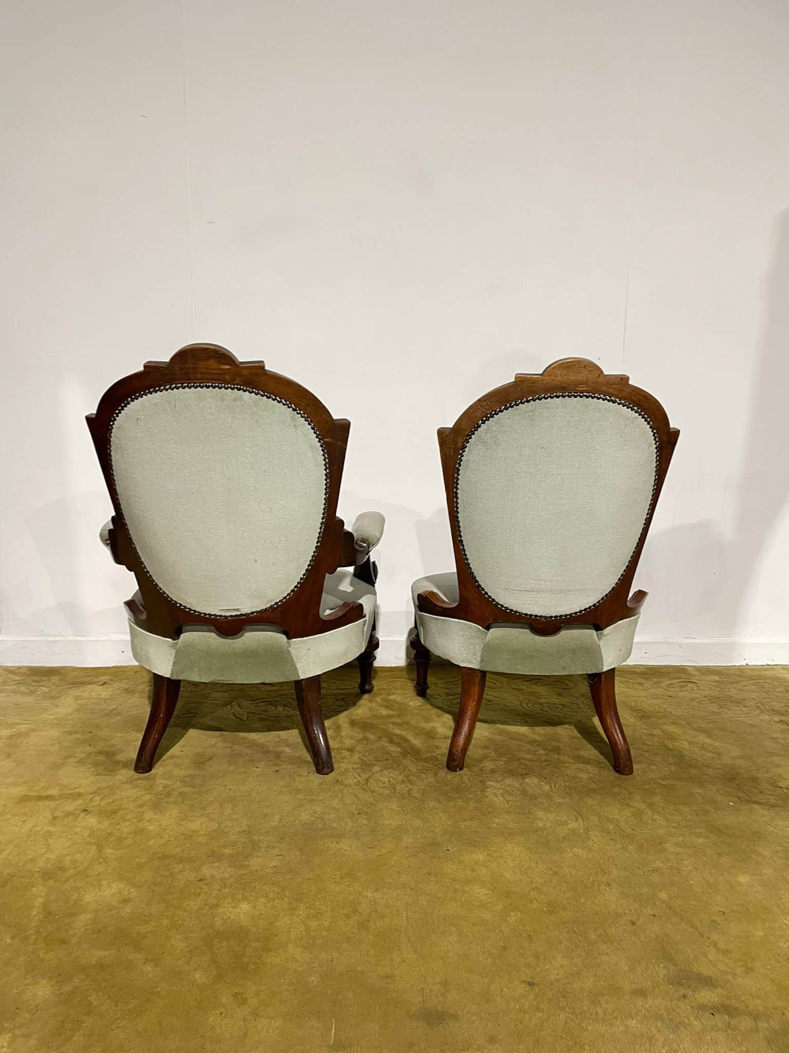 Pair Of Antique Beech Framed Drawing Room Chairs