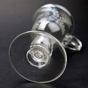An unusual & substantial antique Victorian engraved hollow stem glass Goblet 19thC