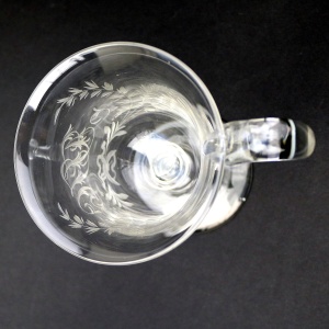 An unusual & substantial antique Victorian engraved hollow stem glass Goblet 19thC