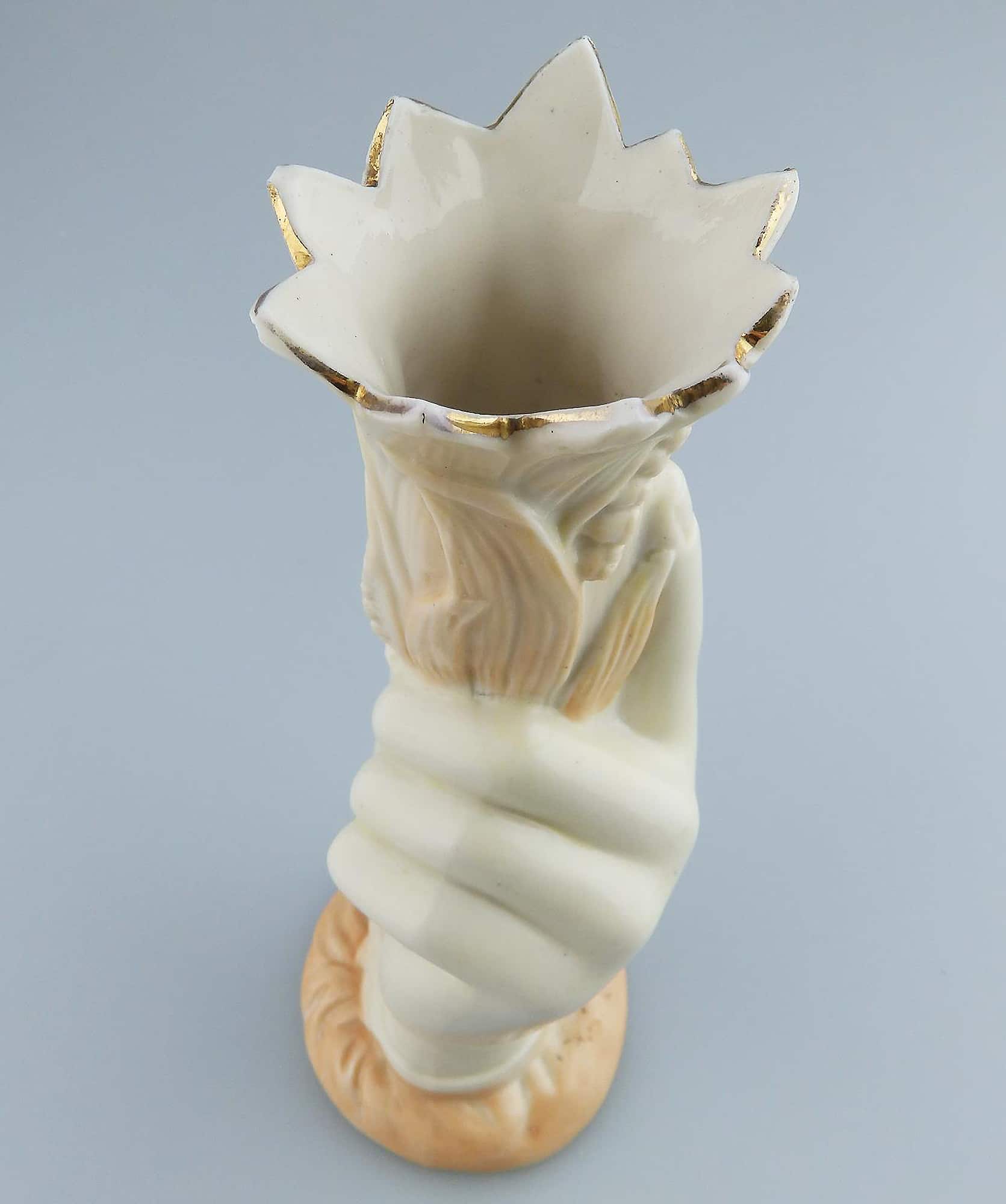 An antique Victorian parian hand-coloured porcelain novelty Hand Vase C.19thC