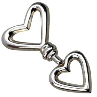 A vintage 925 solid silver large & heavy 9cm double heart Brooch 23g C.20thC