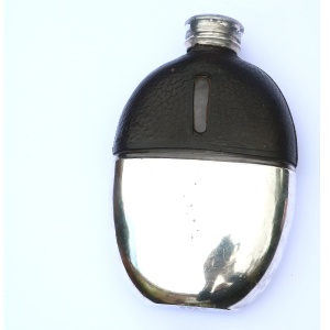 An antique Victorian hunting silver plated Hip Flask by James Dixon C.19thC