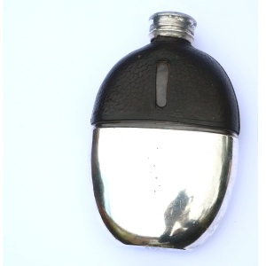 An antique Victorian hunting silver plated Hip Flask by James Dixon C.19thC