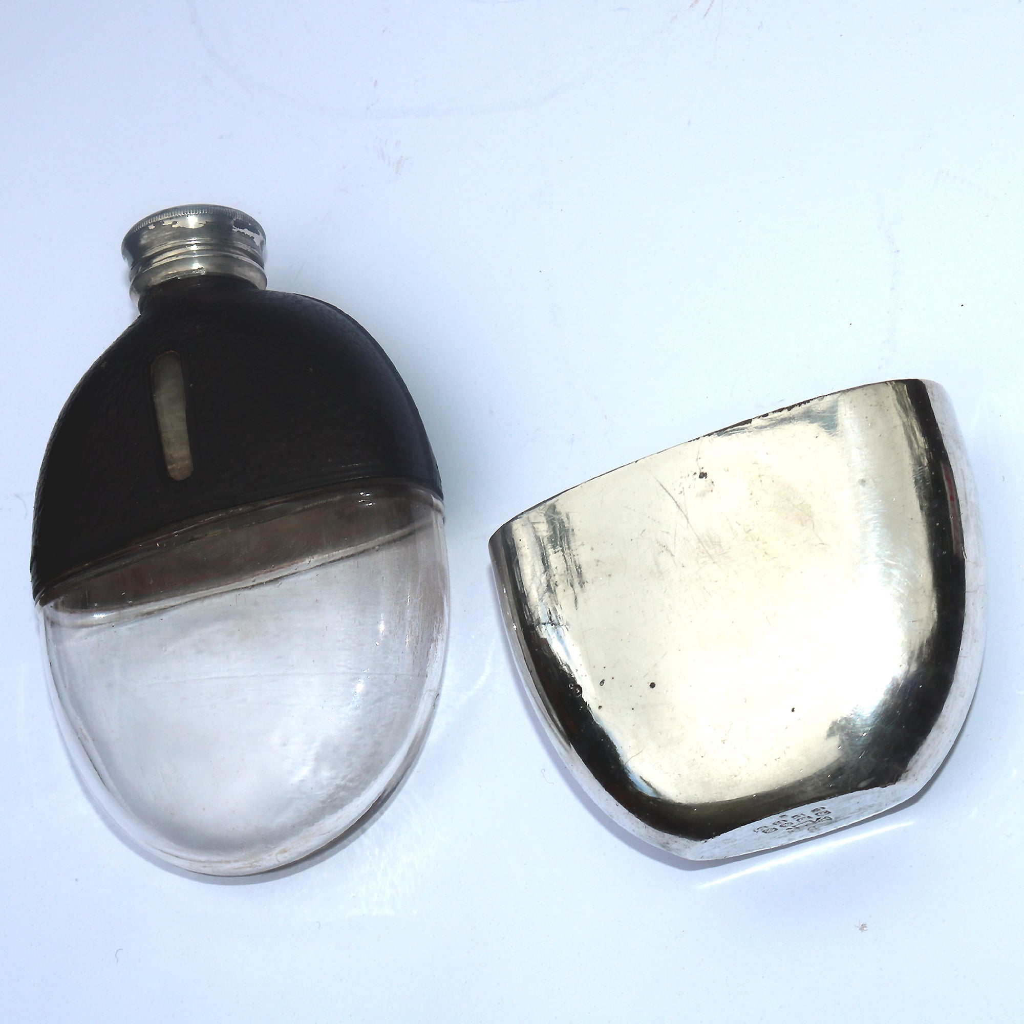 An antique Victorian hunting silver plated Hip Flask by James Dixon C.19thC