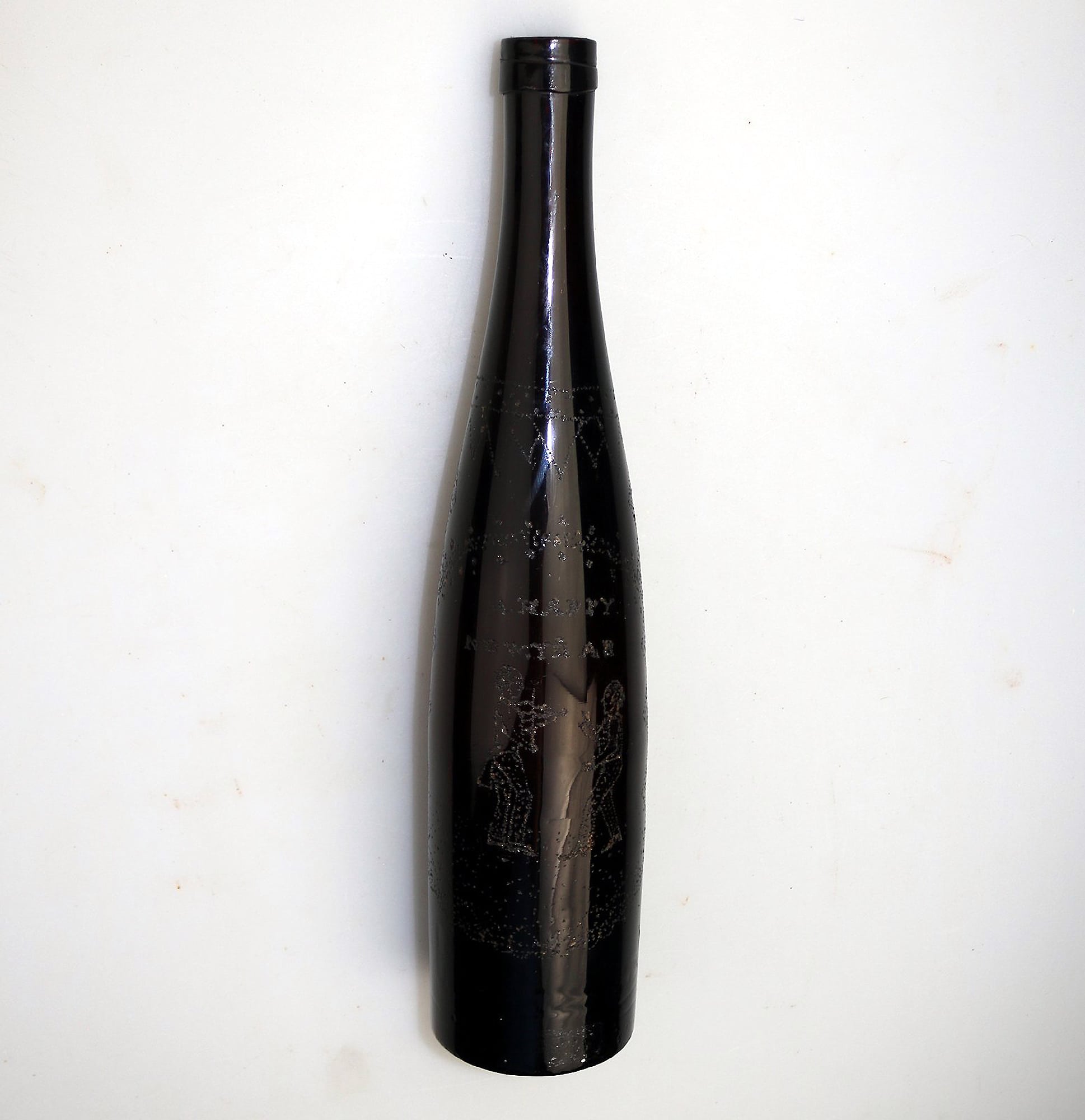 A most unusual & charming antique novelty love token glass Hock Bottle C.19thC