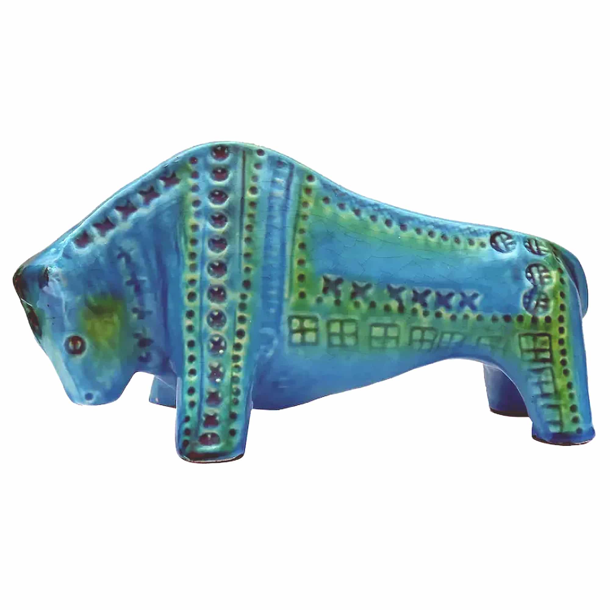 A large Retro Bitossi style contemporary pottery Bull by Jema Holland C.1970's