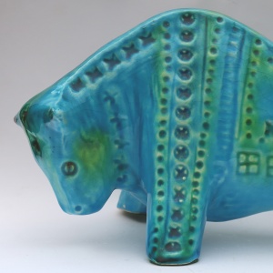 A large Retro Bitossi style contemporary pottery Bull by Jema Holland C.1970's