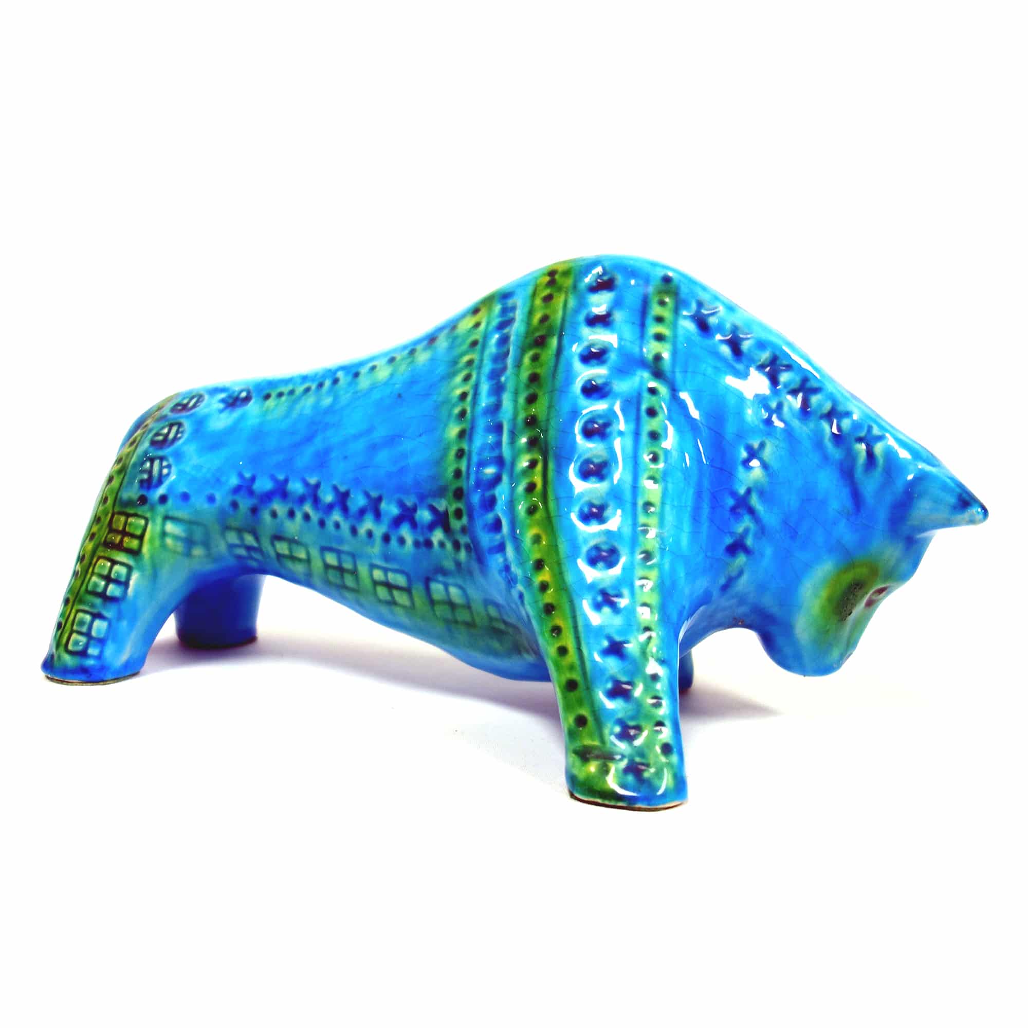 A large Retro Bitossi style contemporary pottery Bull by Jema Holland C.1970's