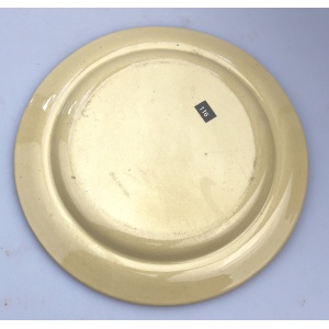 An antique Georgian Staffordshire Drab Porcelain Bat en grisaille Plate C.1790