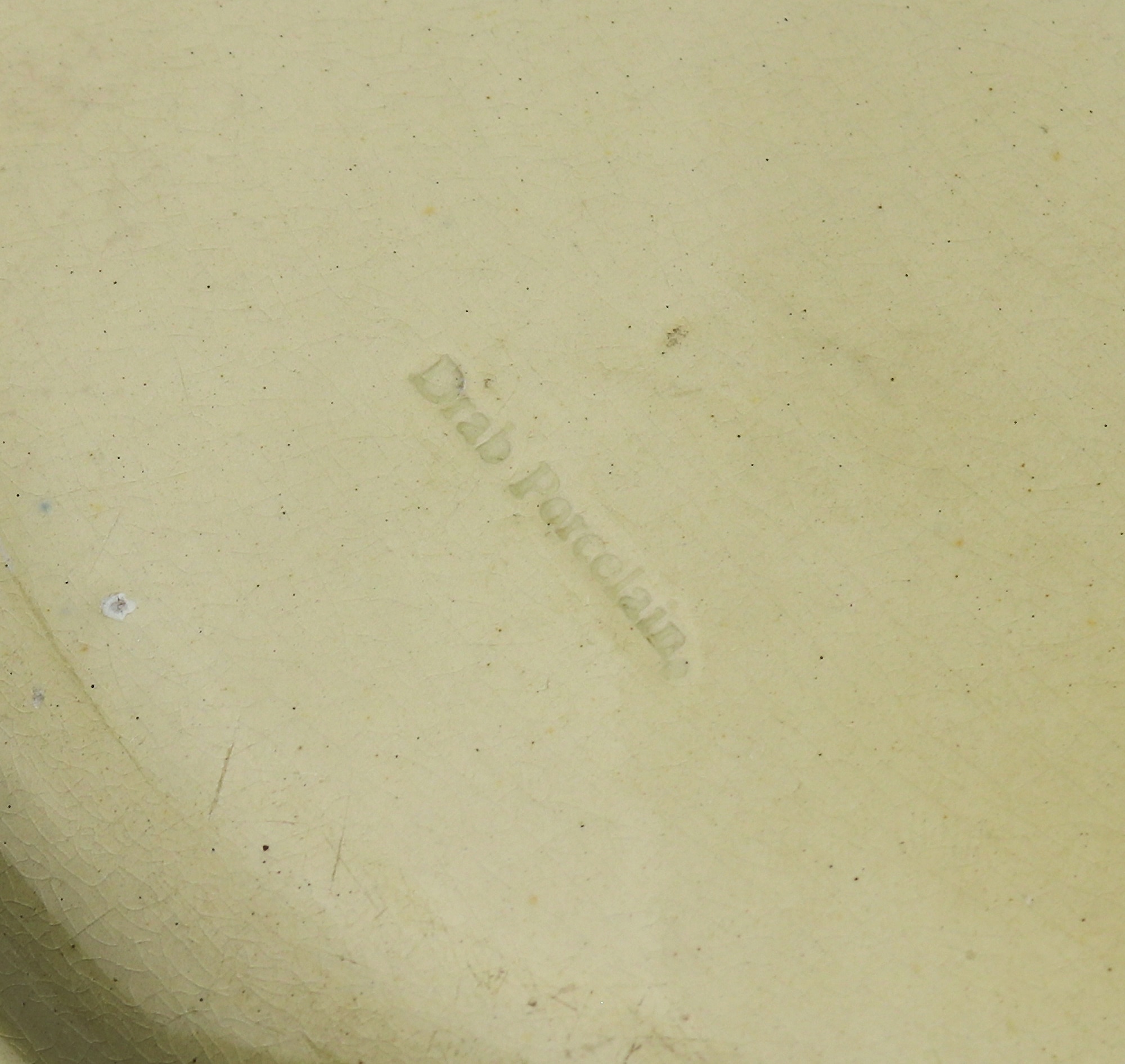 An antique Georgian Staffordshire Drab Porcelain Bat en grisaille Plate C.1790