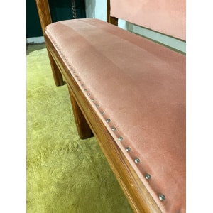 Large Wooden Pitch Pine Upholstered Bench