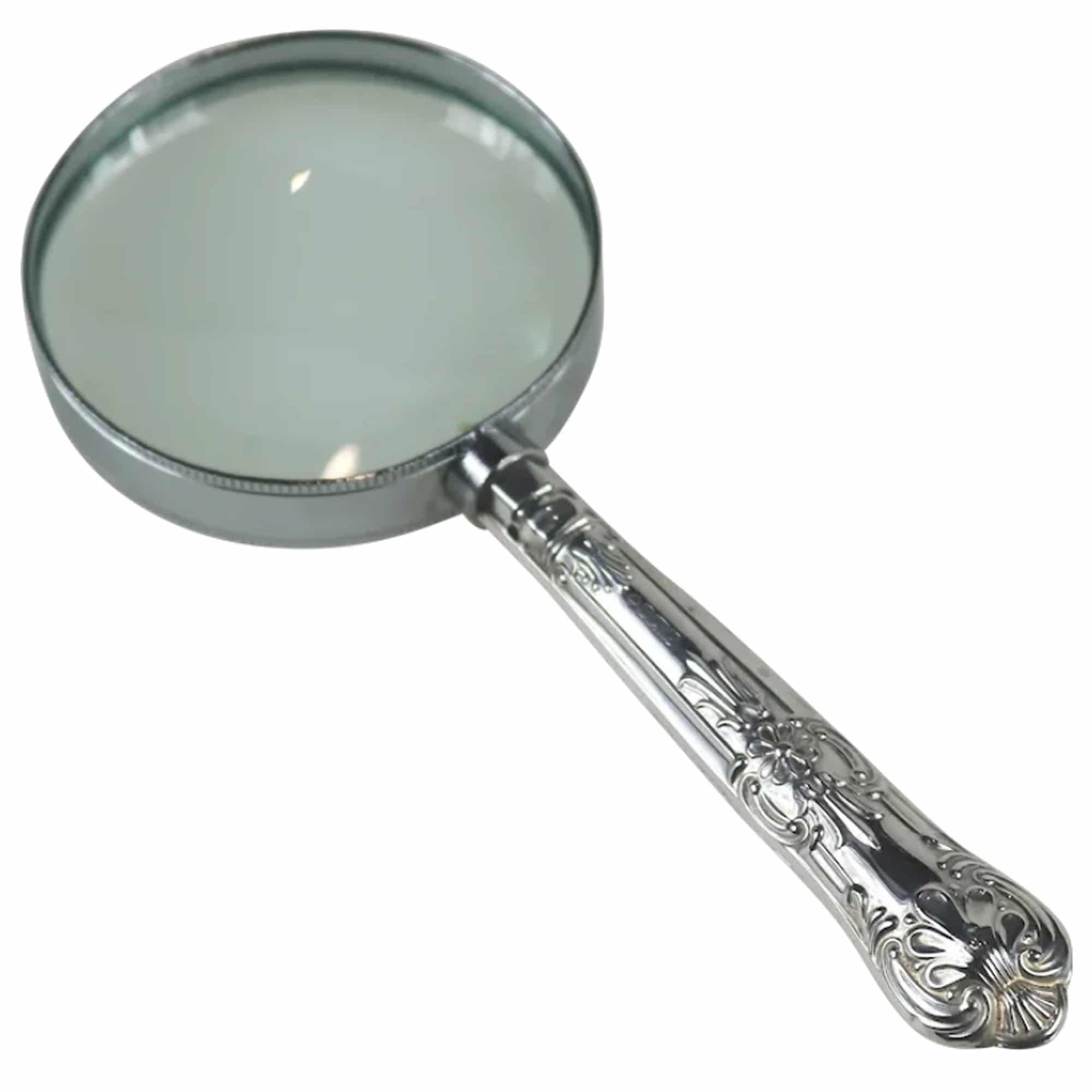 A vintage solid silver handled Kings pattern small desk Magnifying Glass C.1989