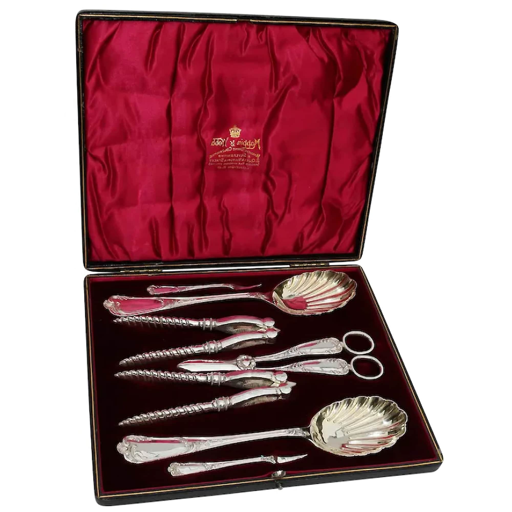 A substantial antique silver plate Mappin & Webb cased Dessert Serving Set C.1900