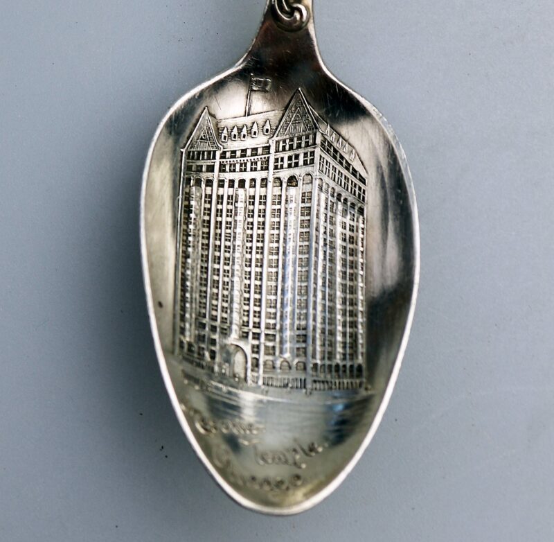 A rare Freemasons sterling silver R Wallace Chicago Masonic Temple Spoon C.20thC