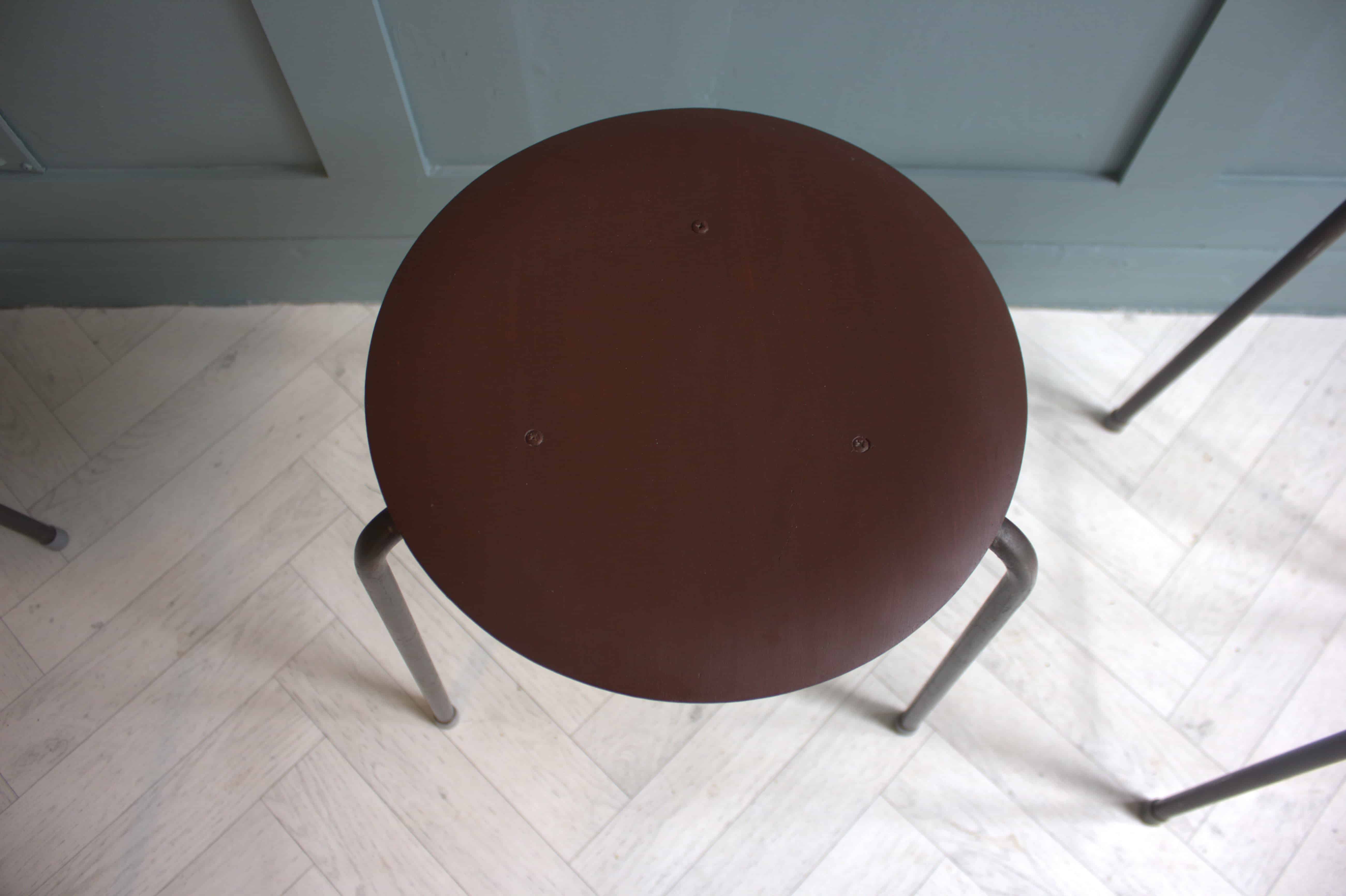 Mid-Century Arne Jacobsen Fritz Hansen Teak Stacking Stools x 2