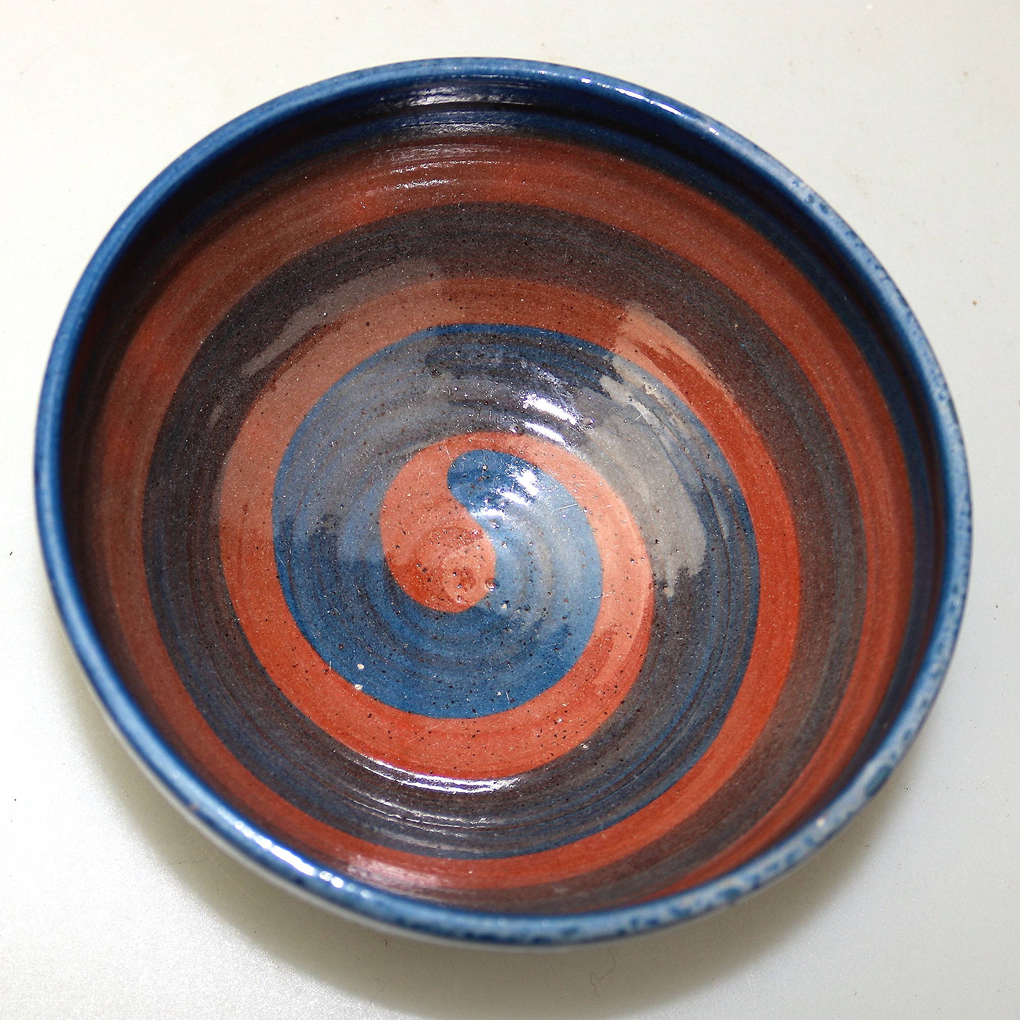 Studio Art Pottery spiral design Bowl by Angela Carter Milland Pottery C.20thC+