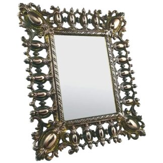 Attractive antique Victorian cast metal table-top easel Pier Glass Mirror C.19th