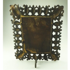 Attractive antique Victorian cast metal table-top easel Pier Glass Mirror C.19th