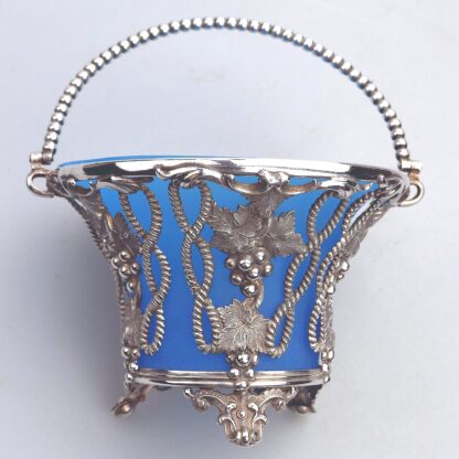 A good & rare antique silver plate Sweet Sugar Basket with opaline liner C.19thC - Image 4