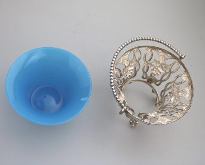 A good & rare antique silver plate Sweet Sugar Basket with opaline liner C.19thC - Image 8