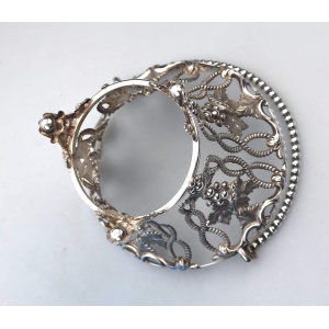 A good & rare antique silver plate Sweet Sugar Basket with opaline liner C.19thC