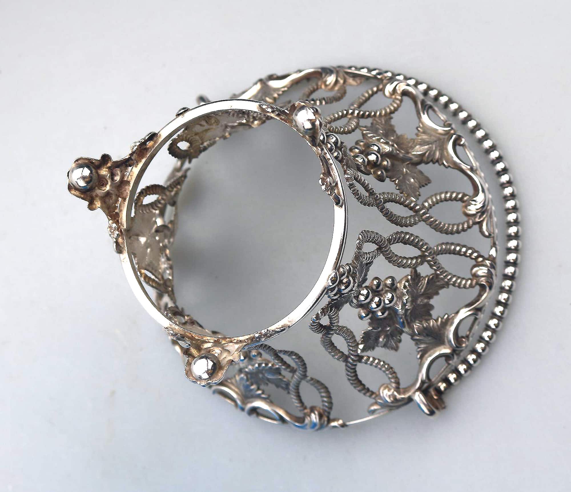 A good & rare antique silver plate Sweet Sugar Basket with opaline liner C.19thC