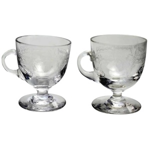 A pair of antique Edwardian decorated glass Custard Cups C.early 20thC