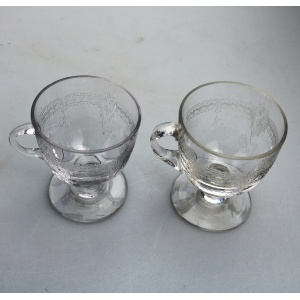 A pair of antique Edwardian decorated glass Custard Cups C.early 20thC