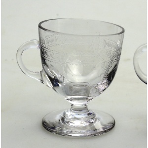 A pair of antique Edwardian decorated glass Custard Cups C.early 20thC