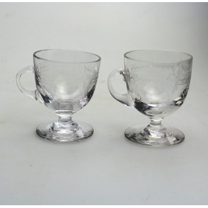 A pair of antique Edwardian decorated glass Custard Cups C.early 20thC