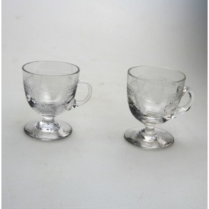 A pair of antique Edwardian decorated glass Custard Cups C.early 20thC