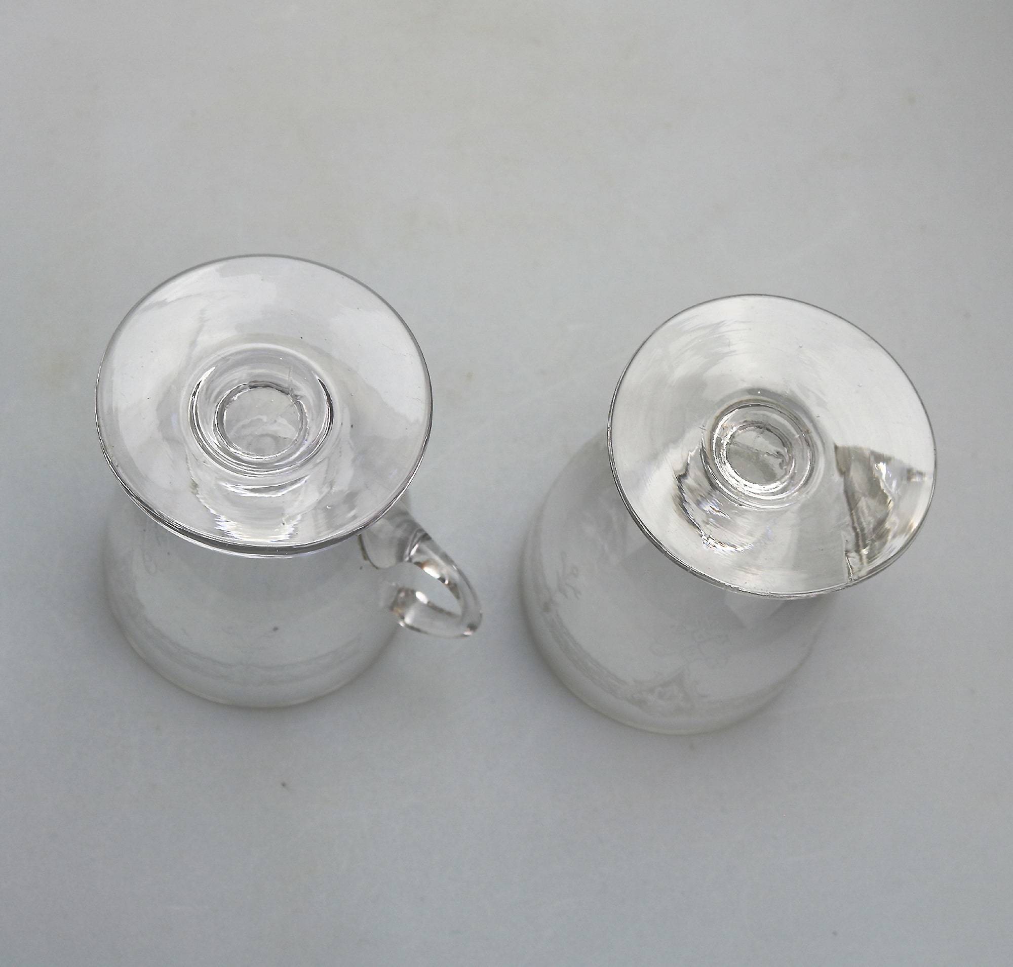 A pair of antique Edwardian decorated glass Custard Cups C.early 20thC