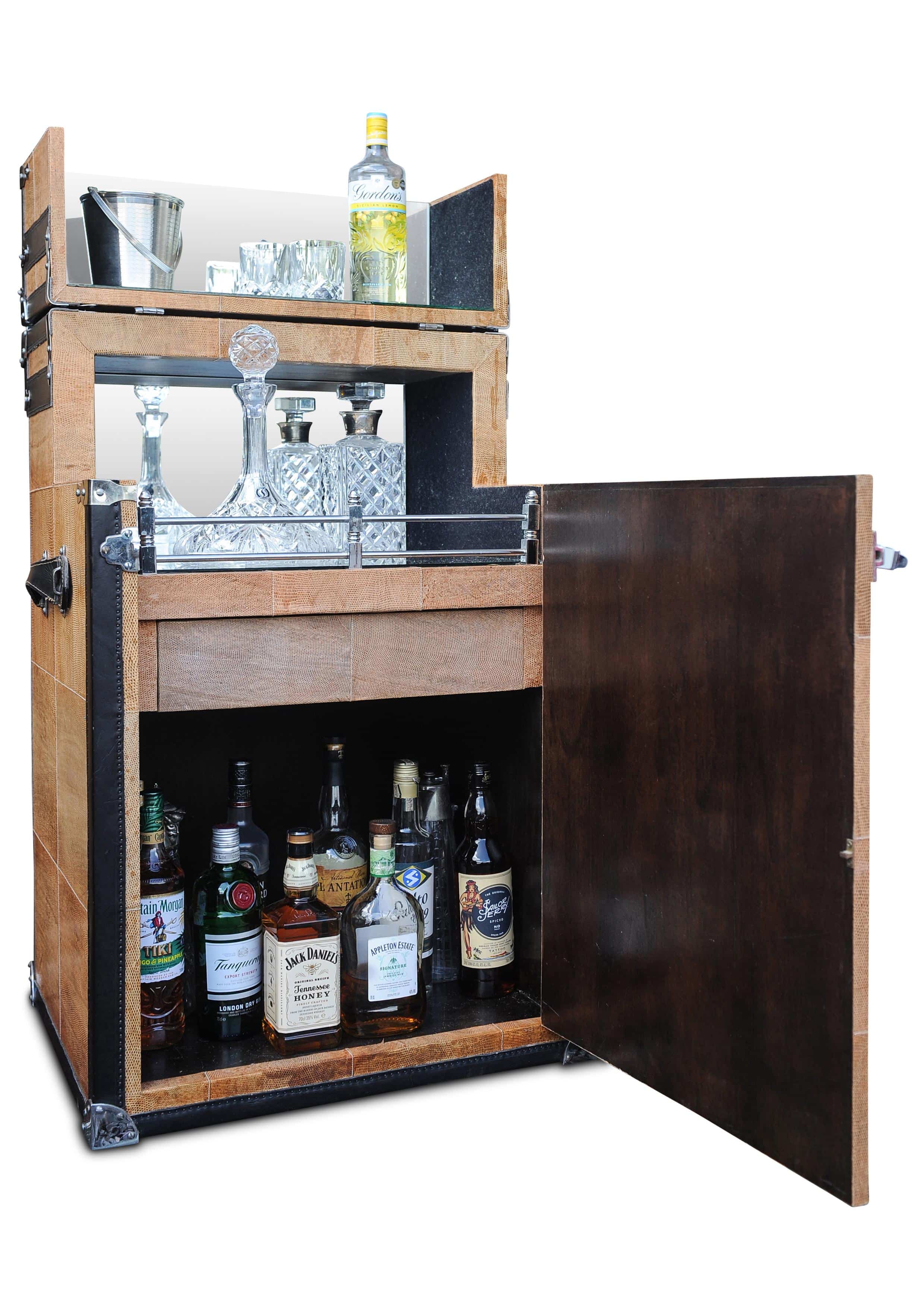 Rare High-End Bespoke Shagreen Travelling Trunk Cocktail Bar by Ginger Brown