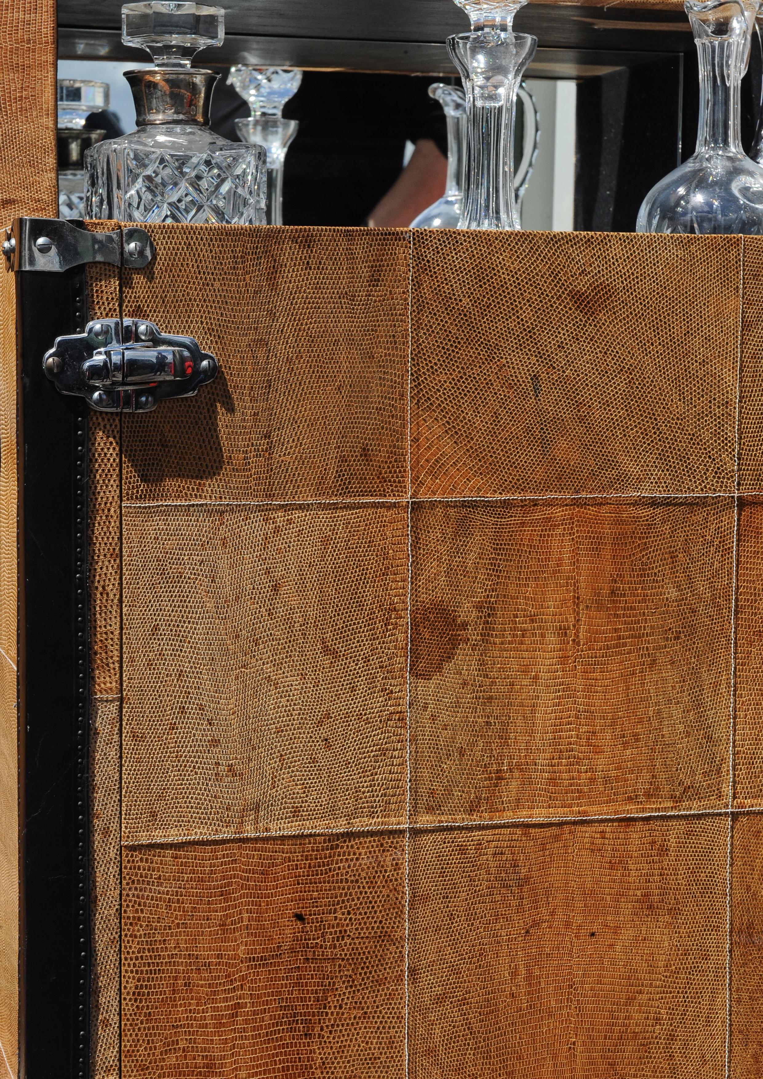 Rare High-End Bespoke Shagreen Travelling Trunk Cocktail Bar by Ginger Brown
