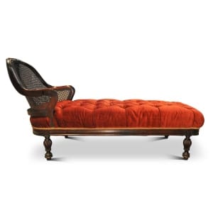 Rare Victorian Red Velvet Chesterfield Bergere Chaise Longue / Day Bed