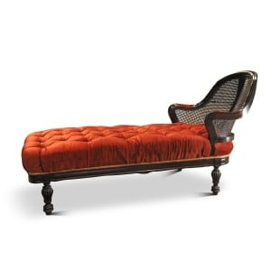 Rare Victorian Red Velvet Chesterfield Bergere Chaise Longue / Day Bed