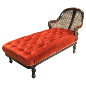 Rare Victorian Red Velvet Chesterfield Bergere Chaise Longue / Day Bed