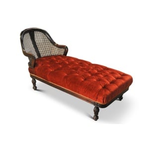 Rare Victorian Red Velvet Chesterfield Bergere Chaise Longue / Day Bed