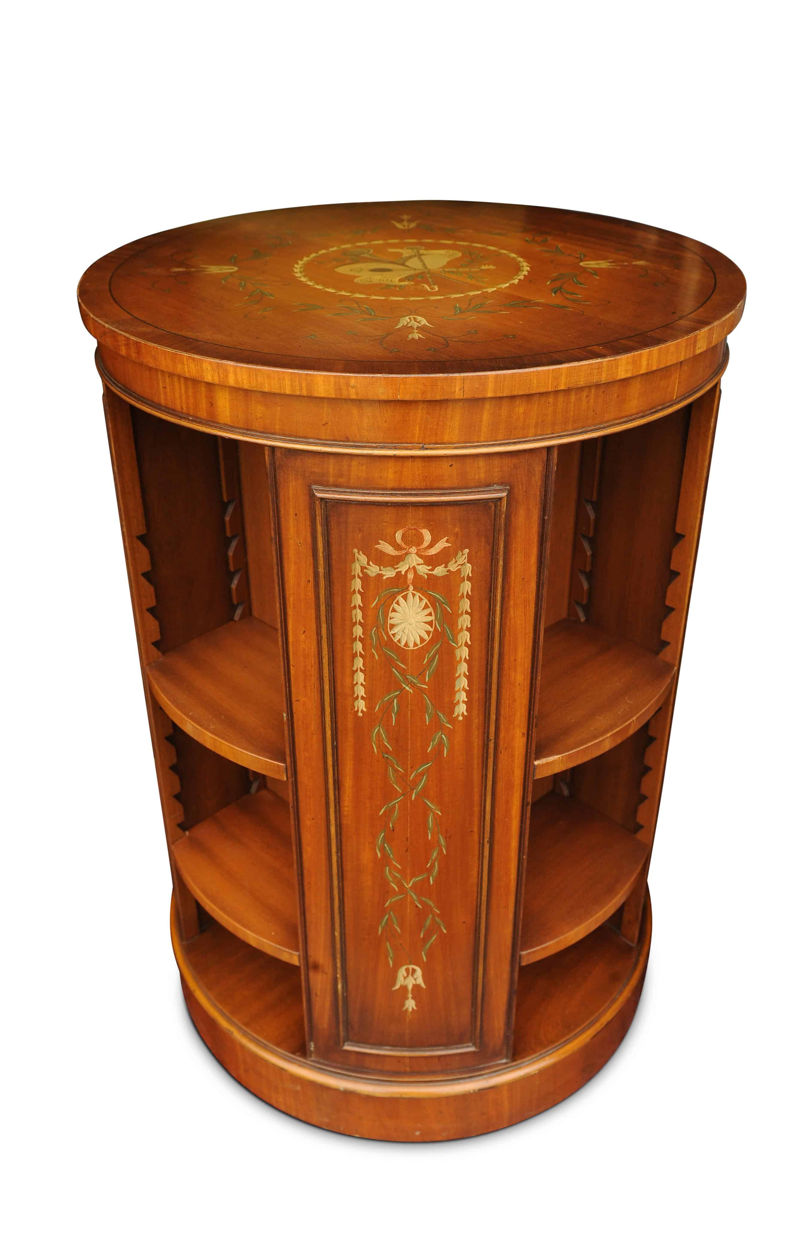 Regency Design Robert Adams Revolving Drum Bookcase With Floral Motiffs