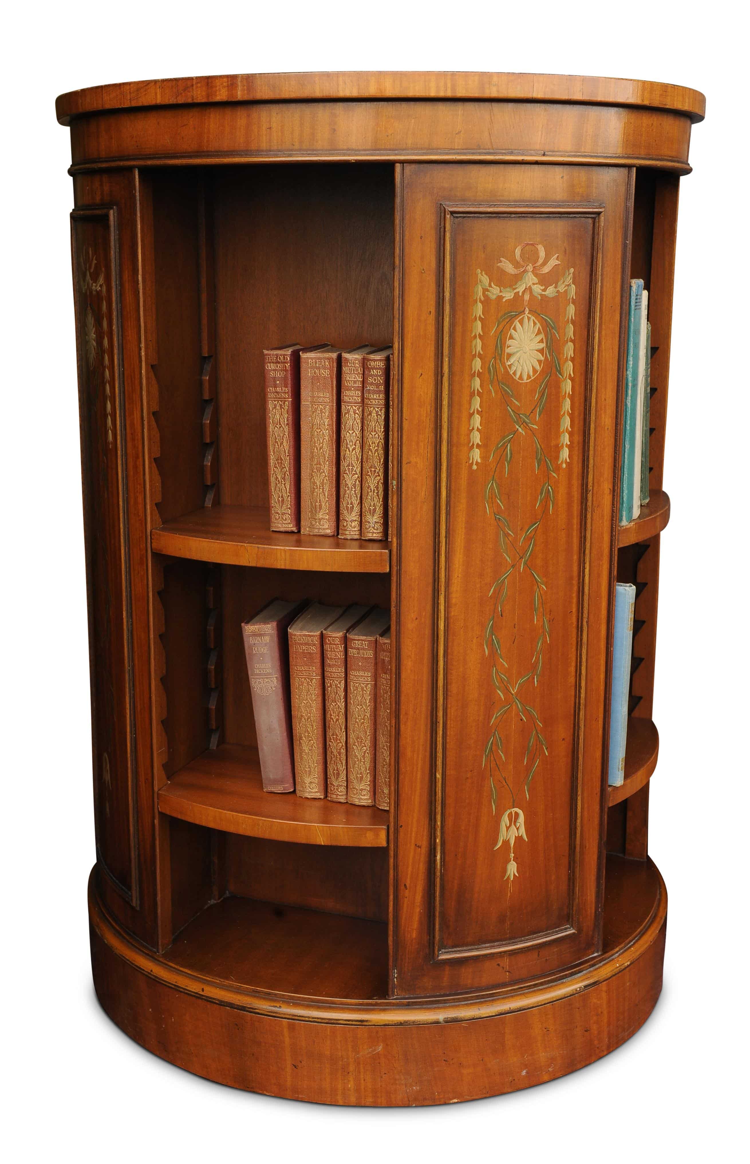Regency Design Robert Adams Revolving Drum Bookcase With Floral Motiffs