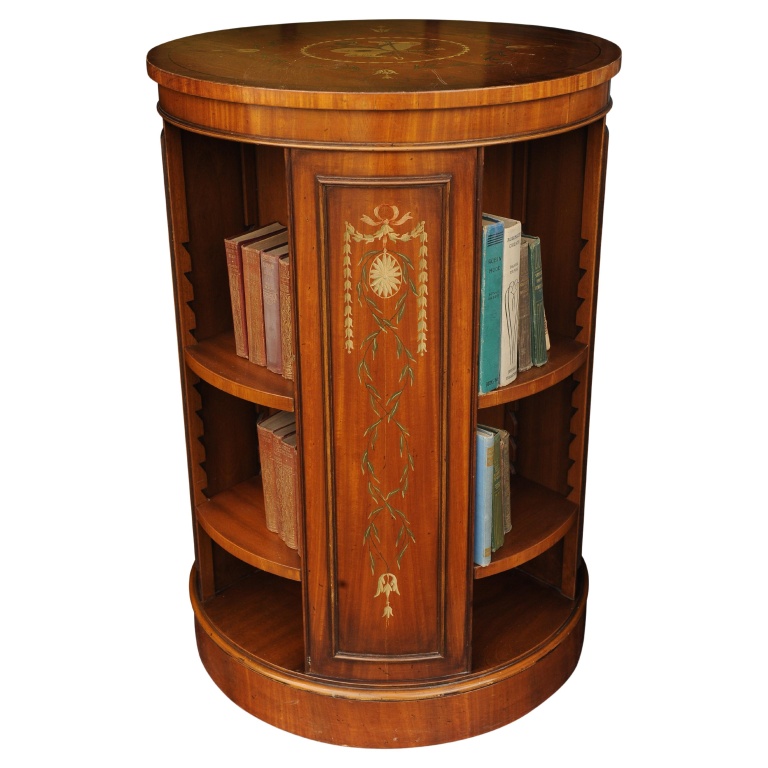 Regency Design Robert Adams Revolving Drum Bookcase With Floral Motiffs