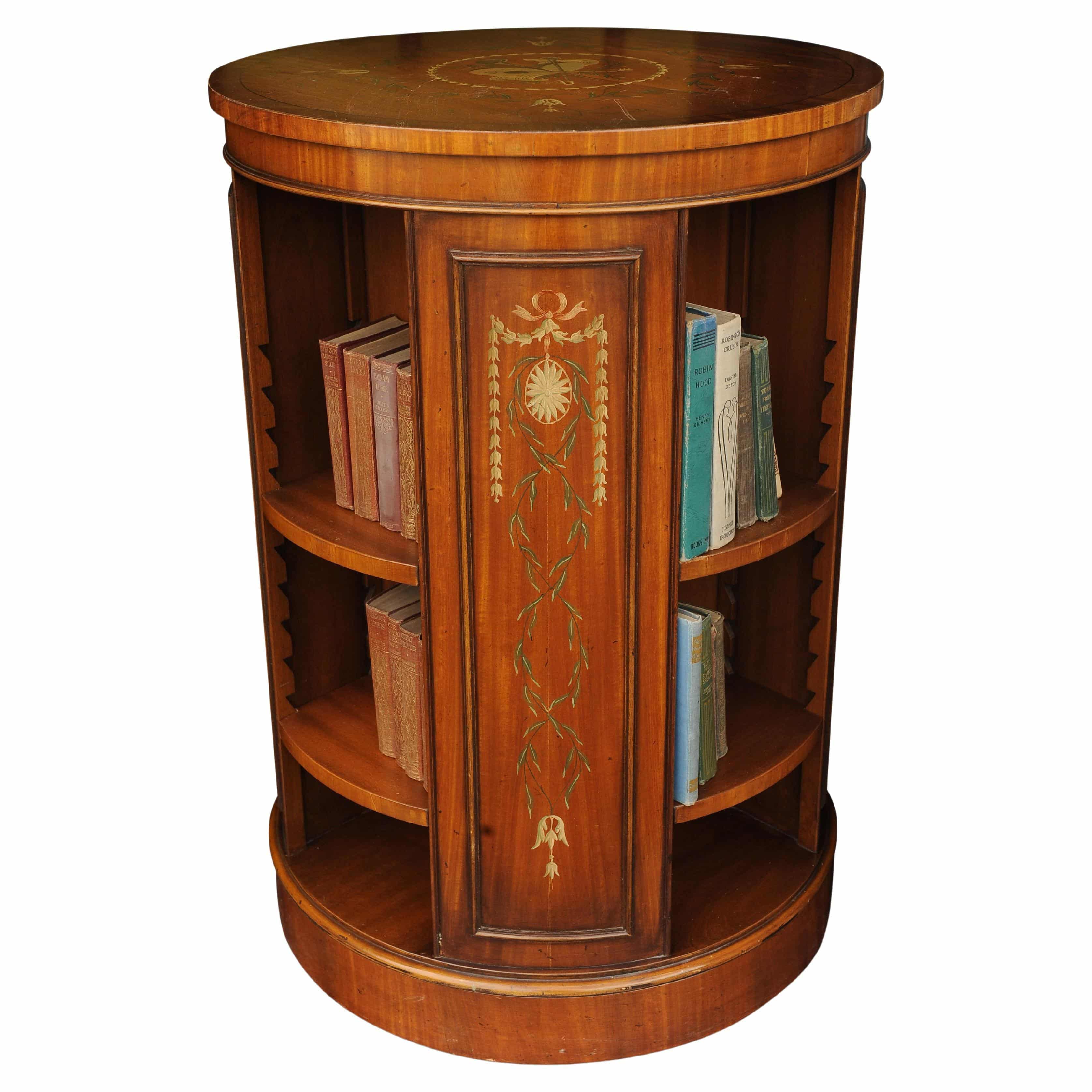 Regency Design Robert Adams Revolving Drum Bookcase With Floral Motiffs
