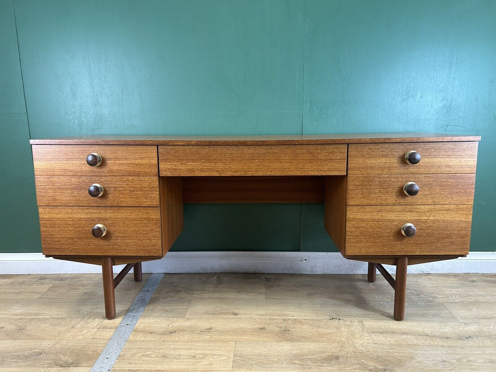 Retro Vintage Mid Century Teak Desk By Avalon Furniture-Courier